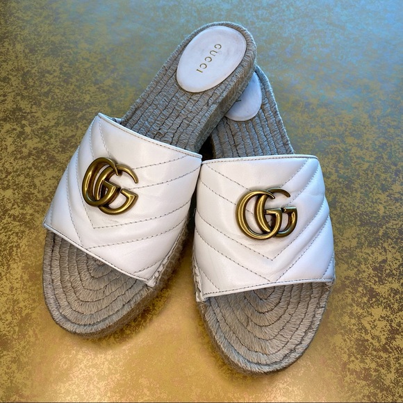 Gucci Shoes - Gucci GG Matelasse Espadrille Slide Sandal Size 39